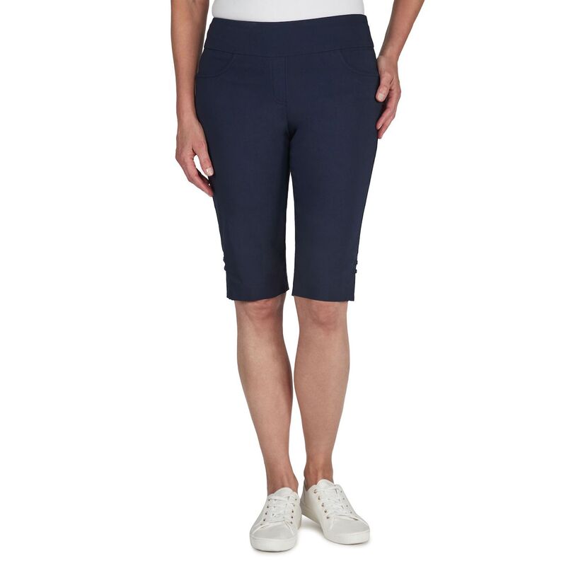 ハーツオブパーム レディース ボトムス 心地よいズボン下 プチ Hearts Of Palm Petitessentialsolid Color Tech Stretch Skimmer With Elastic Waistband Navy 米国海軍