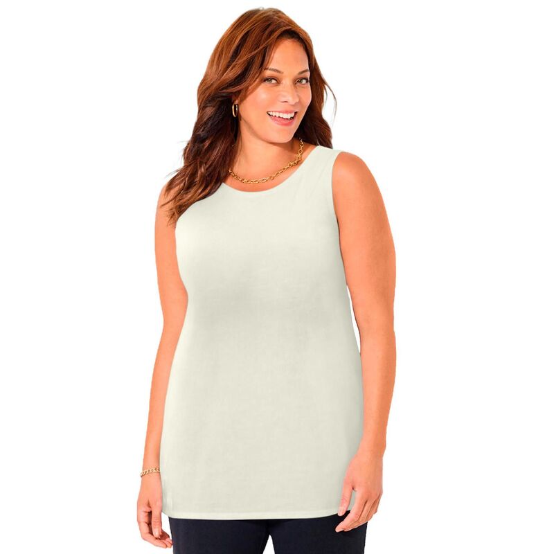 キャサリンズ レディース トップス プルオーバー 足し加える大きさ Catherines Women\u0027s Plusize Suprema Studio Reversible Tank Ivory 象牙色