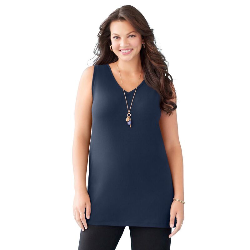 キャサリンズ レディース トップス プルオーバー 足し加える大きさ Catherines Women\u0027s Plusize Suprema Studio Reversible Tank Navy 米国海軍