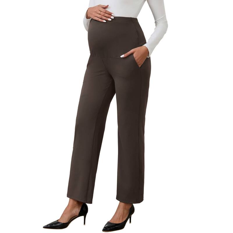 インスパイア シック レディース ボトムス カジュアルパンツ ワイドレッグ マタニティ INSPIRE CHIC Women's Maternity Palazzover the Belly Wide Leg High Waisted Work Pants Brown ブラウン|ReVida 店