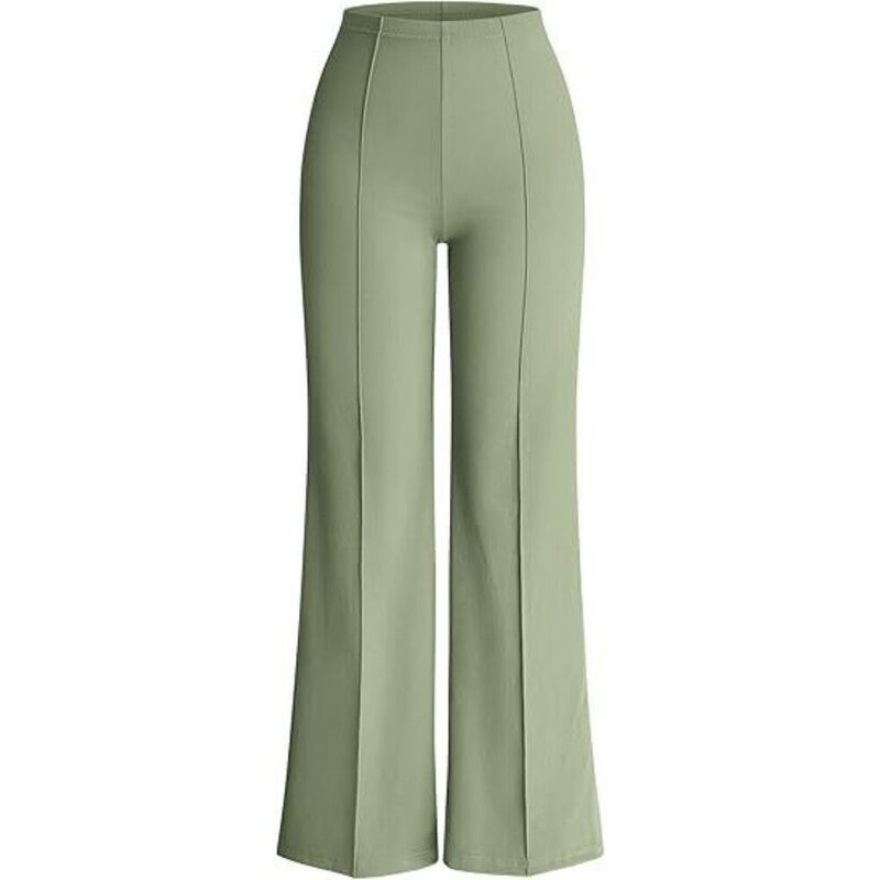 救い主流行り物 レディース ボトムス 心地よいズボン下 ワイドレッグ 御機嫌酉の方角 Yesfashion Women Wide Leg Pants High Waist Casual Dressy Pants Business Work Office Pant Green 緑であること