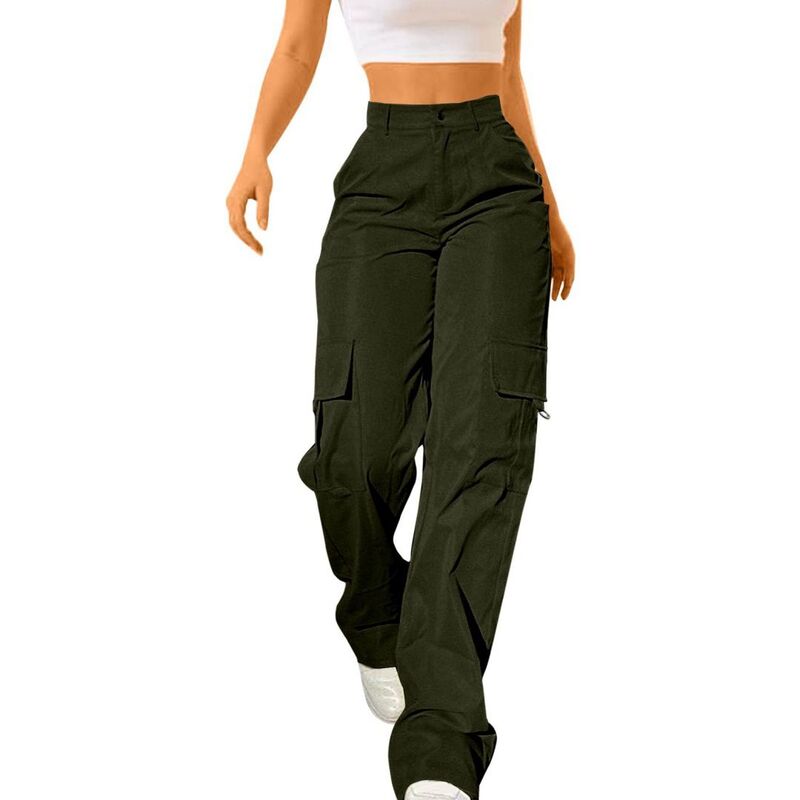 救い主流行り物 レディース ボトムス 心地よいズボン下 ワイドレッグ カーゴパンツ Yesfashion Women High Waisted Baggy Wide Leg Stretchy2K Streetwear Black Cargo Pants Women with Pockets Army Green 緑であること