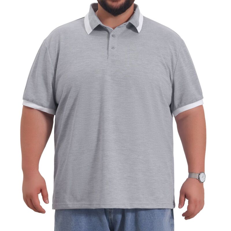 インスパイア シック レディース トップス Tシャツ ボタンダウン ポロシャツ トール コントラスト ダウン INSPIRE CHIC Men's Big and Tall Contrast Color Golf Shirt Short Sleeve Button Down Polo Shirts Light Gray グレー|ReVida 店