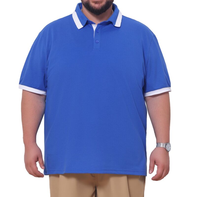 インスパイア シック レディース トップス Tシャツ ボタンダウン ポロシャツ トール コントラスト ダウン INSPIRE CHIC Men's Big and Tall Contrast Color Golf Shirt Short Sleeve Button Down Polo Shirts Royal Blue ブルー|ReVida 店