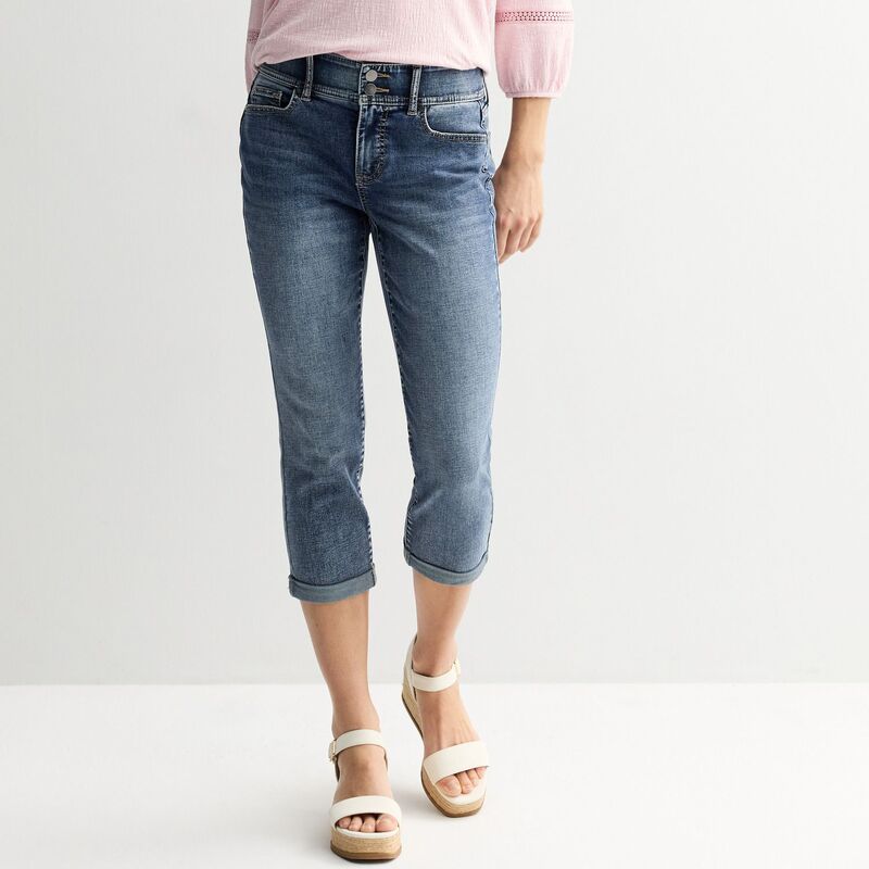 アプトナイン レディース ボトムス カジュアルパンツ デニム キャップ Women's Apt. 9 Tummy Control Capri Denim Pants Medium Wash 1 デニム|ReVida 店