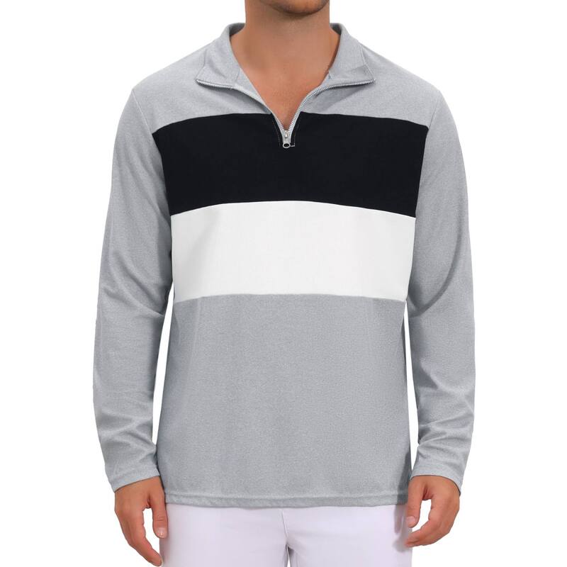 インスパイア シック レディース トップス Tシャツ ハーフジップ ポロシャツ INSPIRE CHIC Men's Casual Quarter Zipullover Color Block Long Sleeves Polo T-Shirts Gray グレー｜ReVida 店 8,386円