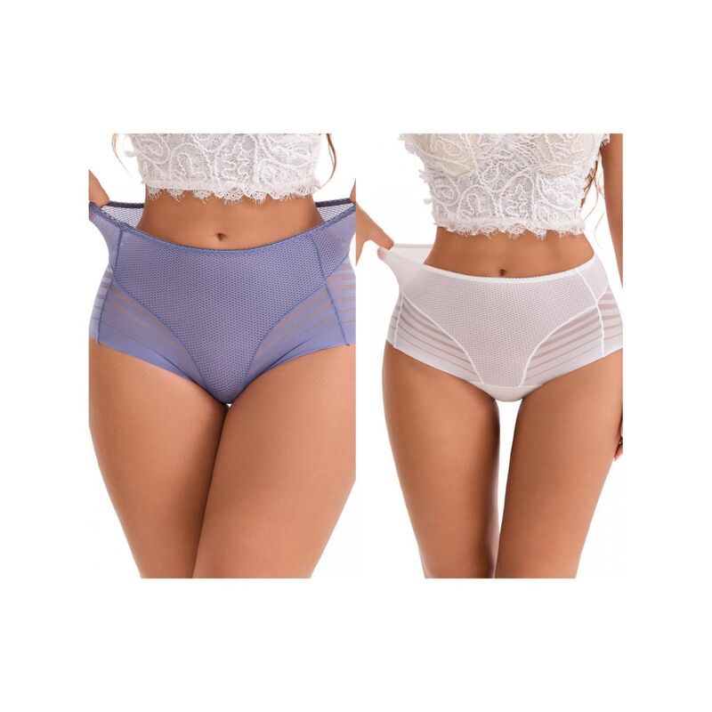 インスパイア シック レディース アンダーウェア パンツ メッシュ コットン レース ハイウエスト INSPIRE CHIC 2 Packs Women's High-Waisted Hollow Lace Mesh Underwear Full Coverage Seamless Cotton Briefs White Light Purple ホワイト｜ReVida 店