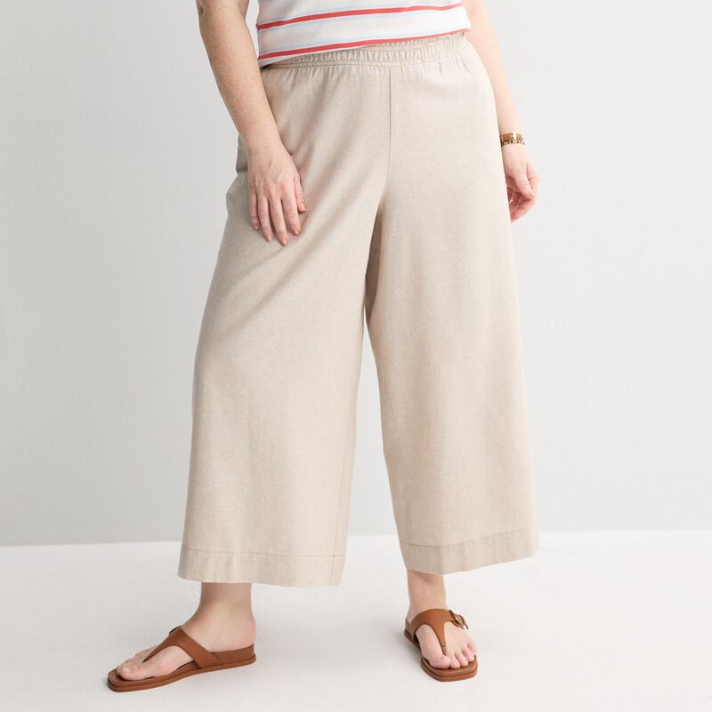 ソノマ レディース ボトムス カジュアルパンツ プラスサイズ アンクル リネン Plusize Sonoma Goods For Life Pull-On Ankle Linen Pants Mocha Froth モカ|ReVida 店