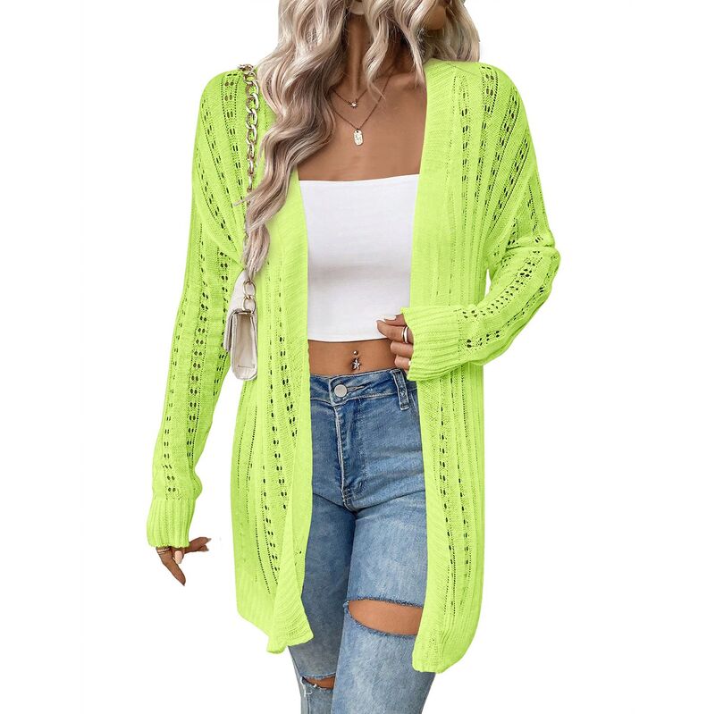 セオリア レディース アウター ニット・セーター Vネック カーディガン Seoria Womens Long Sleeve Lightweight Open Front V-Neck Casual Cardigan Sweaters Outerwear Green グリーン｜ReVida 店 7,906円