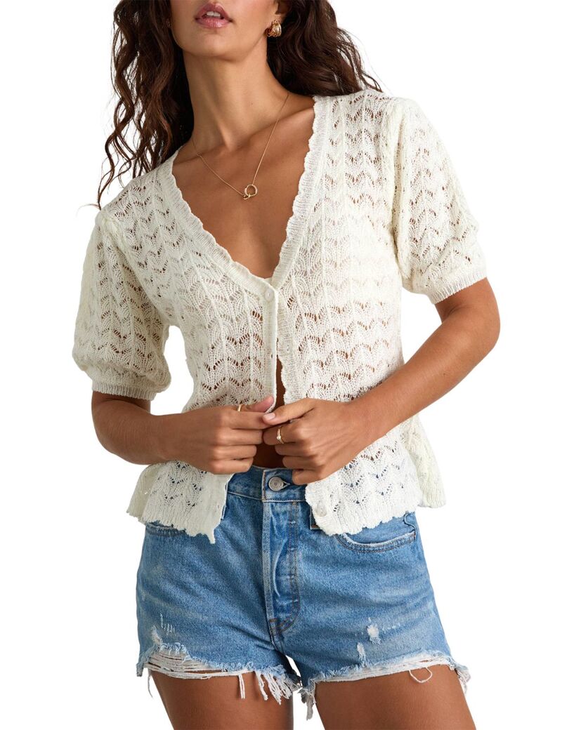 エリートチョイス レディース アウター ニット・セーター Vネック カーディガン Elitechoice Women's V-Neck Lightweight Short Sleeve Cardigan Button-Up Knit Casual Sweater White Apricot ホワイト｜ReVida 店