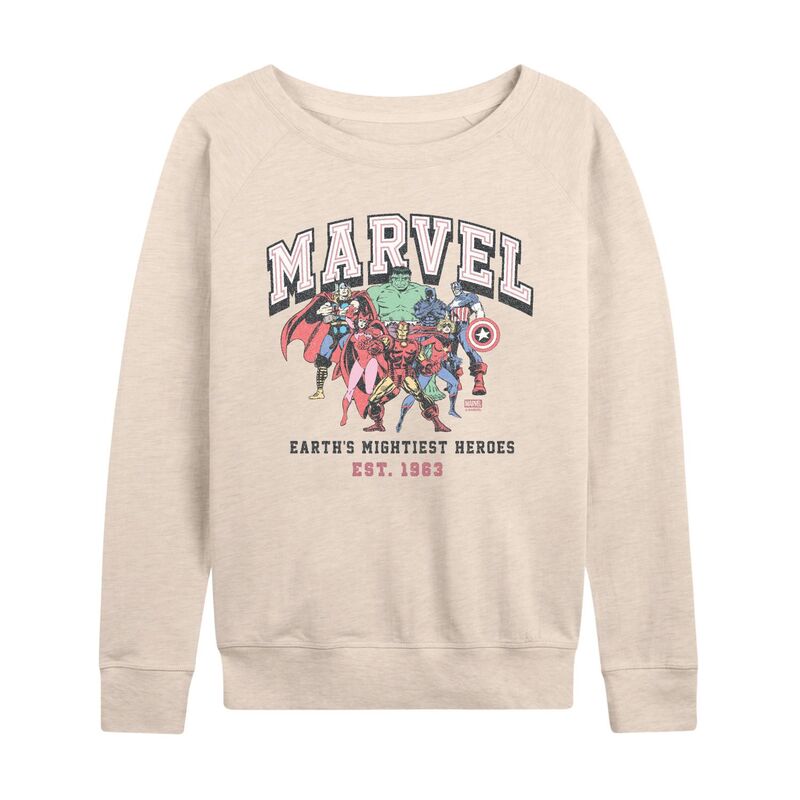 マーベル レディース トップス プルオーバー パイル Women\u0027s Marvel Earth\u0027s Mightiest Heroes French Terry Long Sleeve Tee Beige ベージュ