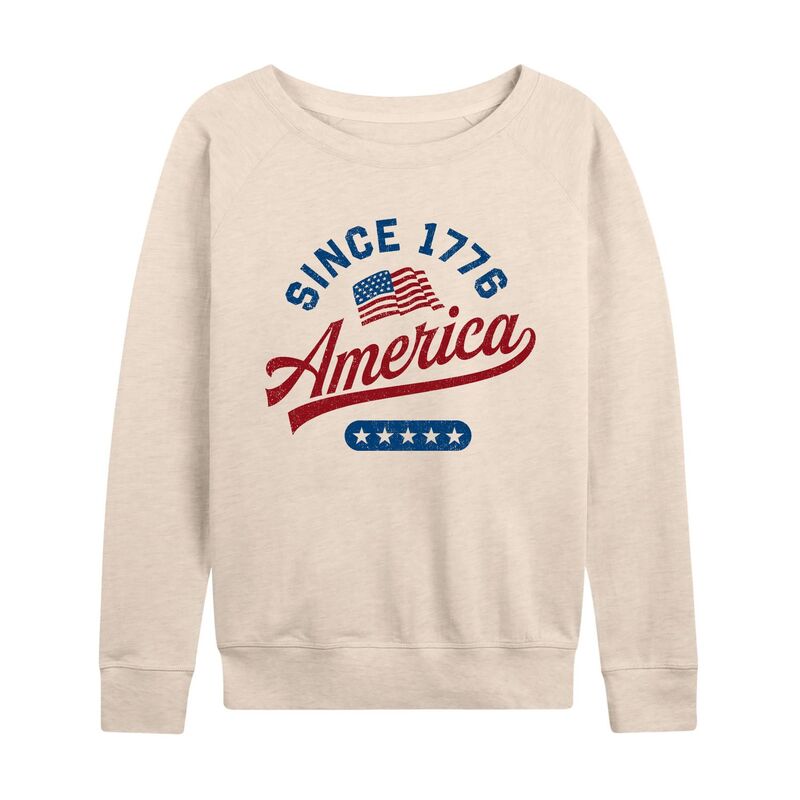 アニメ文字記号 レディース トップス プルオーバー パイル Licensed Character Women\u0027s America Since 1776 French Terry Long Sleeve Tee Beige ベージュ