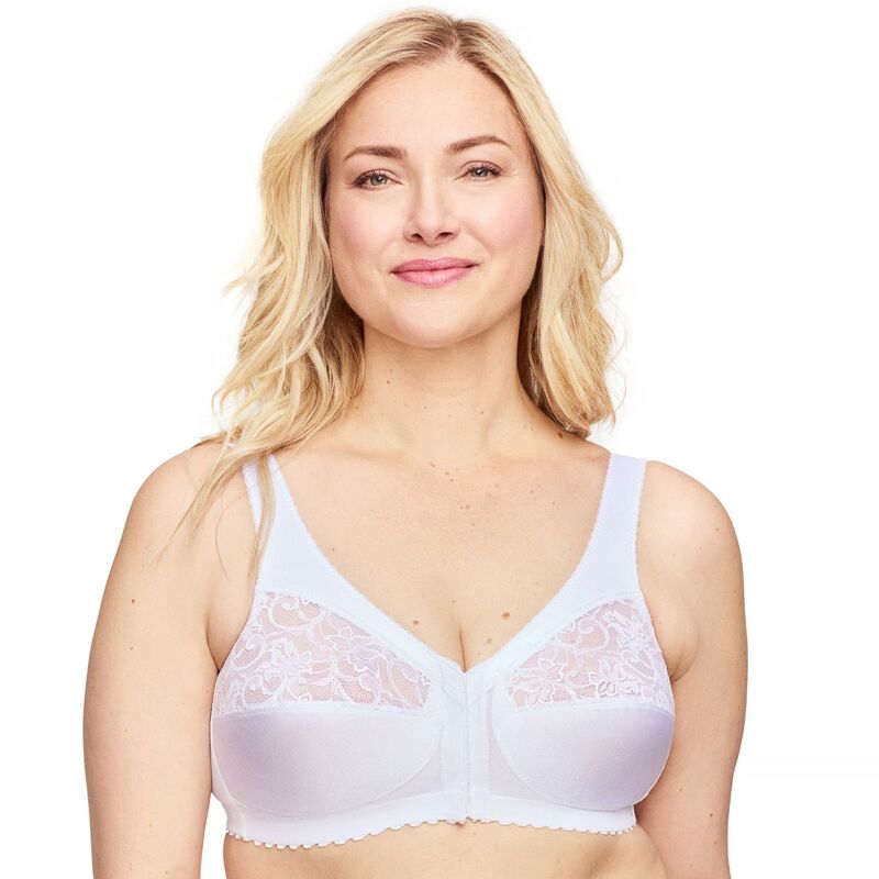 グラマライズ レディース アンダーウェア ブラジャー プラスサイズ Plusize Glamorise Full-Figure MagicLift Front Close Support Bra 1200 White ホワイト