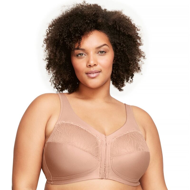 グラマライズ レディース アンダーウェア ブラジャー プラスサイズ Plusize Glamorise Full-Figure MagicLift Front-Close Wireless Bra 1210 Cappuccino｜ReVida 店