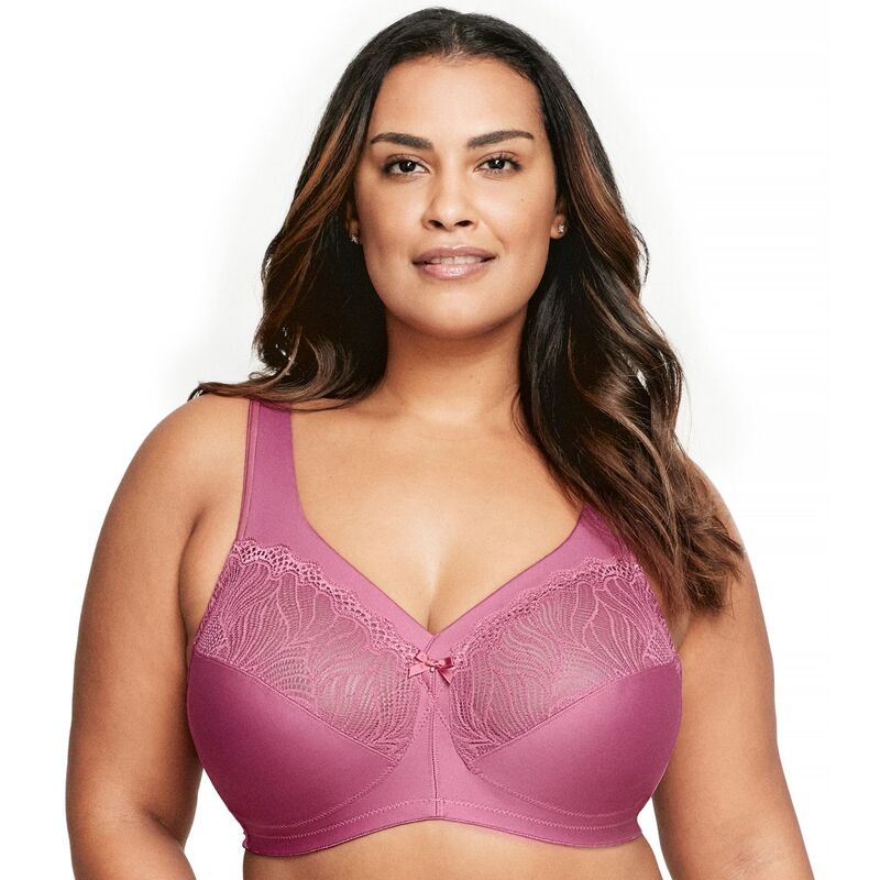 グラマライズ レディース アンダーウェア ブラジャー プラスサイズ Plusize Glamorise Full Figure MagicLift Natural Shape Wirelessupport Bra 1010 Red Violet レッド｜ReVida 店