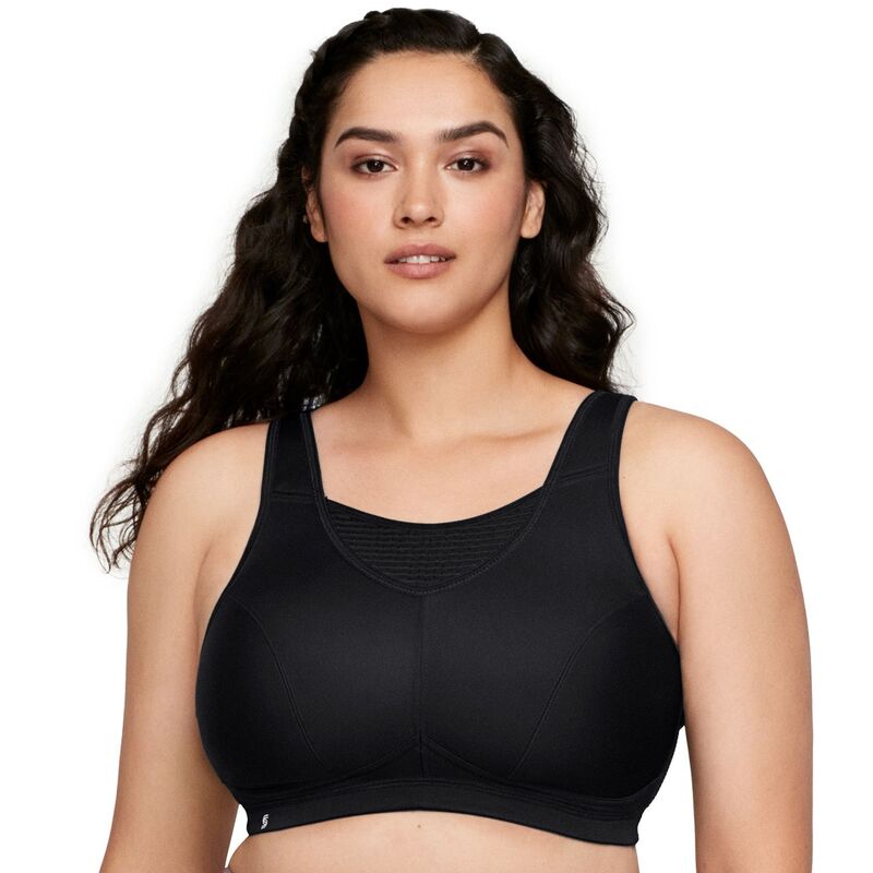 グラマライズ レディース アンダーウェア ブラジャー プラスサイズ Plusize Glamoriselite Performance Medium-Impact Camisole Sports Bra 1067 Black ブラック｜ReVida 店
