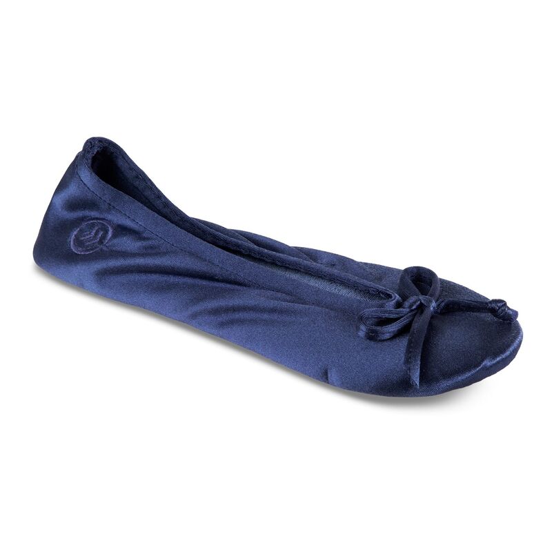 アイソトナー レディース シューズ サンダル サテン isotoner Satin Women's Ballerina Slippers Navy Blue ネイビー｜ReVida 店
