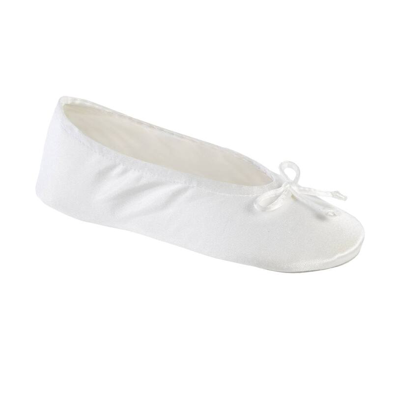 アイソトナー レディース シューズ サンダル サテン isotoner Satin Women's Ballerina Slippers White ホワイト