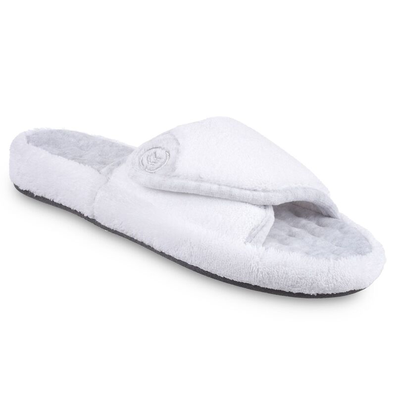 アイソトナー レディース シューズ サンダル パイル isotoner Microterry Pillowstep Women'spa Slippers with Memory Foam White ホワイト
