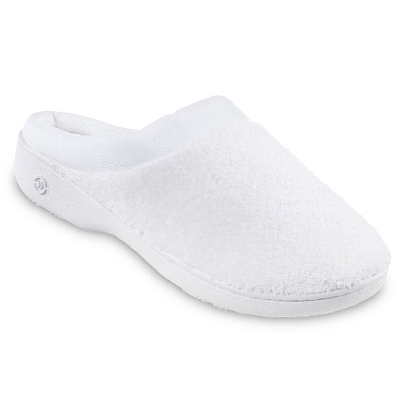 アイソトナー レディース シューズ サンダル パイル isotoner Microterry Hoodback Women's Clog Slippers White ホワイト
