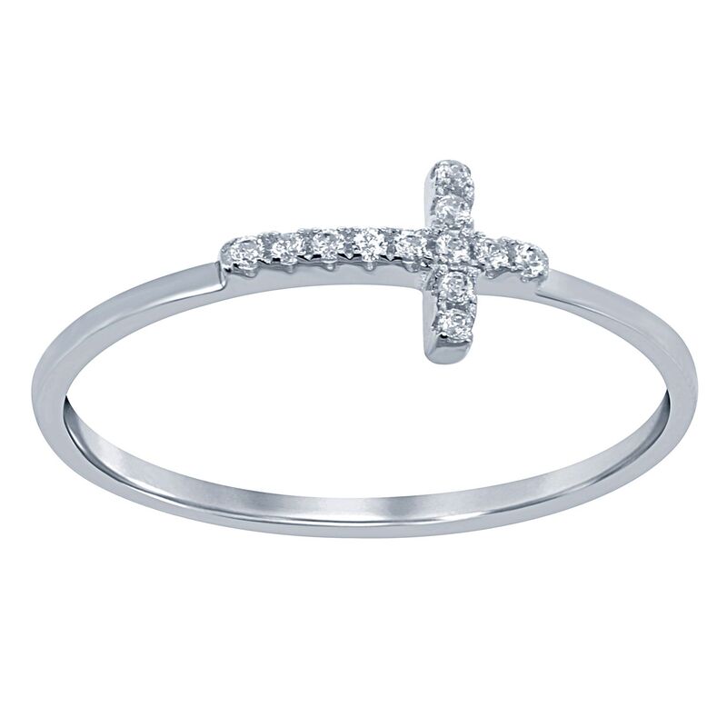 アンブランデッド レディース アクセサリー リング Unbranded Sterling Silver Cubic Zirconia Cross Ring Sterling シルバー