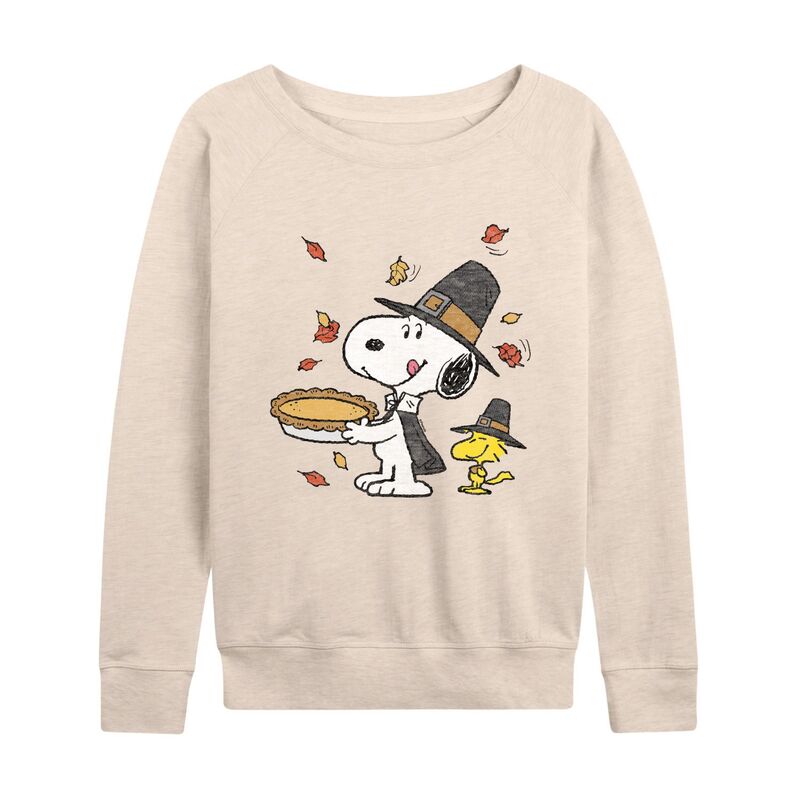 アニメキャラクター レディース トップス Tシャツ Licensed Character Women's Peanutsnoopy & Woodstock Thanksgiving Pullover Beige ベージュ