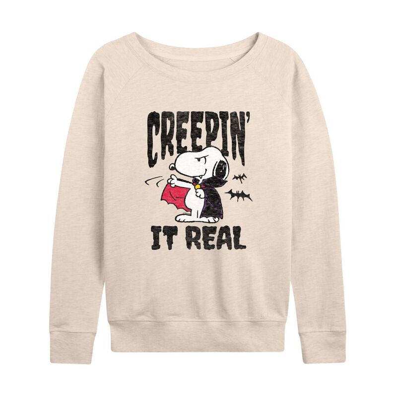 アニメキャラクター レディース トップス Tシャツ Licensed Character Women's Peanutsnoopy Creepin' It Real Halloween Pullover Beige ベージュ