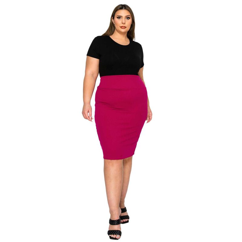 リブド レディース 下つ方スコート 足し加える大きさ L I V D Plusize Molly Pencil Skirt Magenta マゼンタ