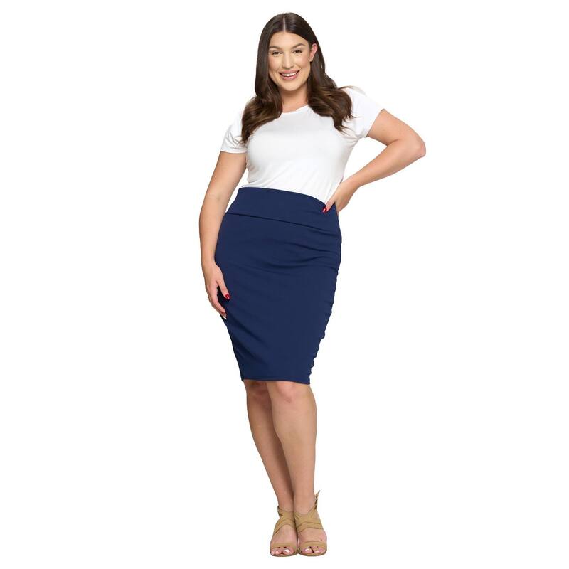 リブド レディース 下つ方スコート 足し加える大きさ L I V D Plusize Molly Pencil Skirt Navy 米国海軍