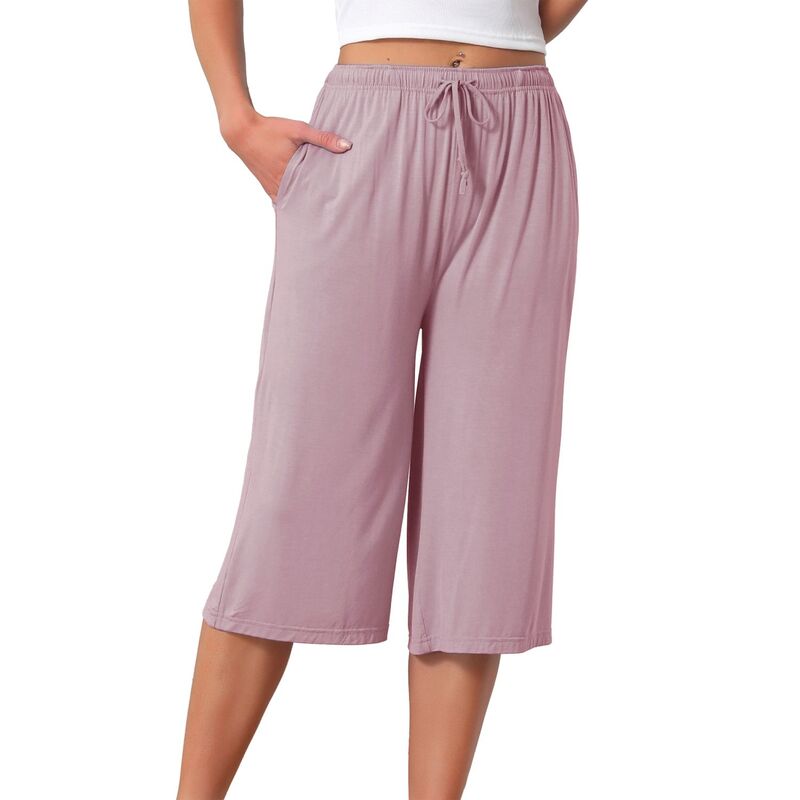 インスパイア シック レディース アンダーウェア ナイトウェア ひざ丈 ショートパンツ INSPIRE CHIC Women's High Waisted Pajama Shorts Comfy Soft Knee Length Long Shorts with Pockets Pink ピンク｜ReVida 店
