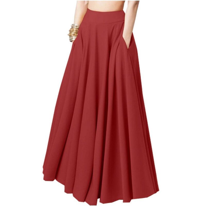 救い主流行り物 レディース 下つ方スコート A 生産ライン 御機嫌酉の方角 アンクル マキシ Yesfashion Women High Waist Maxi Skirt A Line Stretch Anklength Skirtsolid Color Lightweight Dress Red 赤いこと