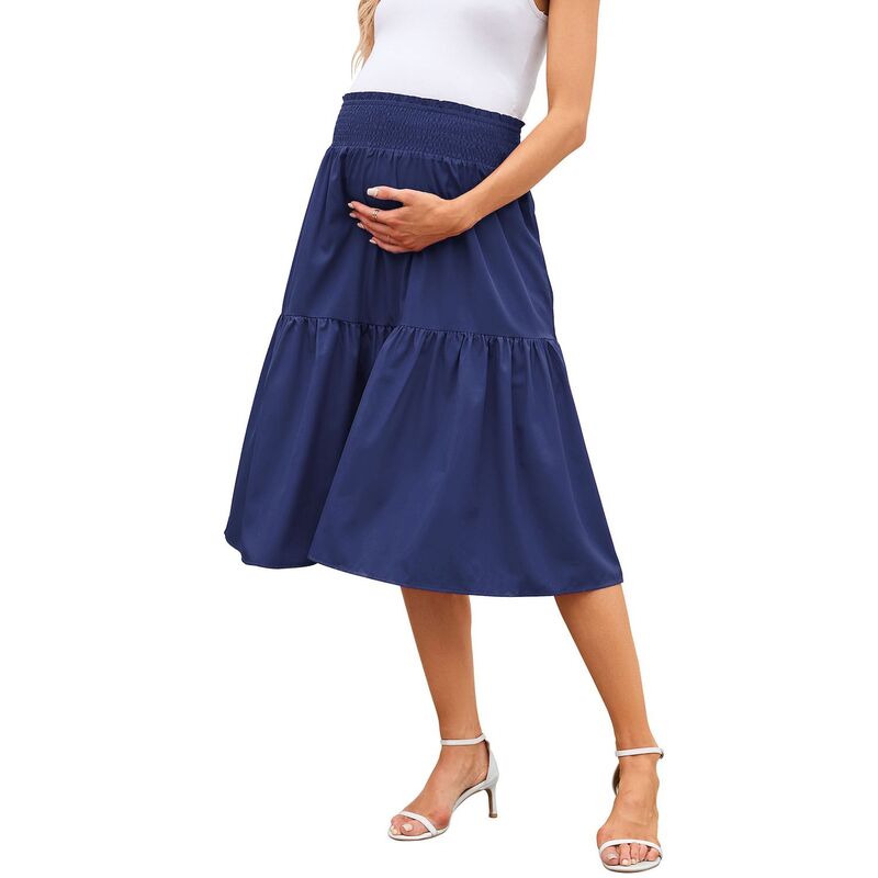 セオリア レディース 下つ方スコート A 生産ライン 筋目 MIDI 帝国 マタニティ Seoria Women\u0027s Empire Waist Maternity Skirt Summer Casual Pleated Swing A Line Midi Skirts Navy Blue 米国海軍