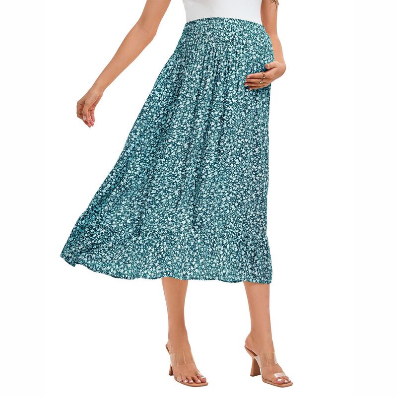セオリア レディース 下つ方スコート 御花柄 筋目 御花 Seoria Women\u0027s Pregnant Floral High Waisted Cable Tied Flowing Pleated Skirt Dark Green Floral 緑であること