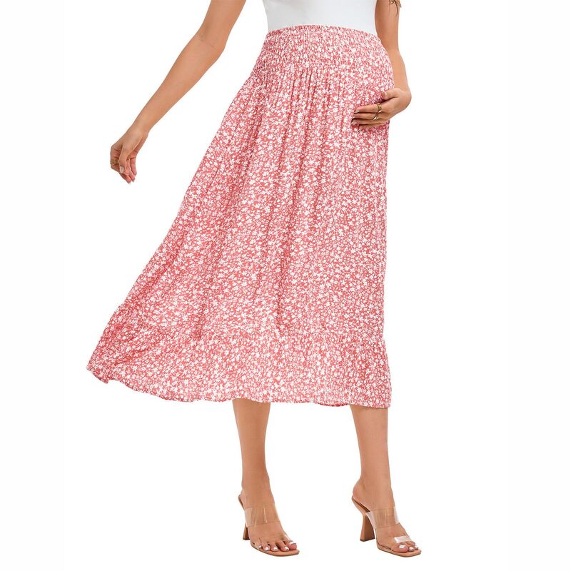 セオリア レディース 下つ方スコート 御花柄 筋目 御花 Seoria Women\u0027s Pregnant Floral High Waisted Cable Tied Flowing Pleated Skirt Pink Floral サクラ色