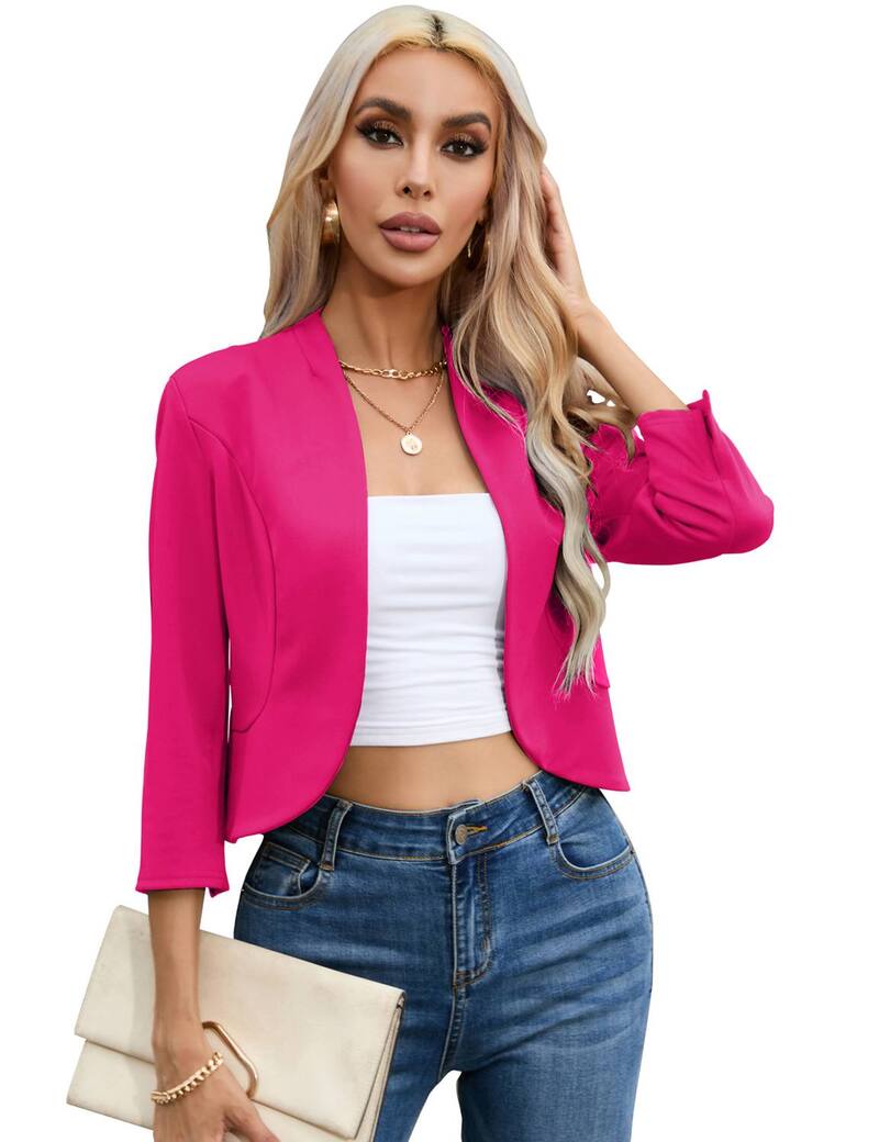 マキシスマーチ レディース アウター 上衣・上衣 フラウンス スポーツジャケット Maxxis Merch Women\u0027s Open Front Casual Blazer Back Ruffled Split Cuffs Lightweight Jacket Rose Red 赤いこと