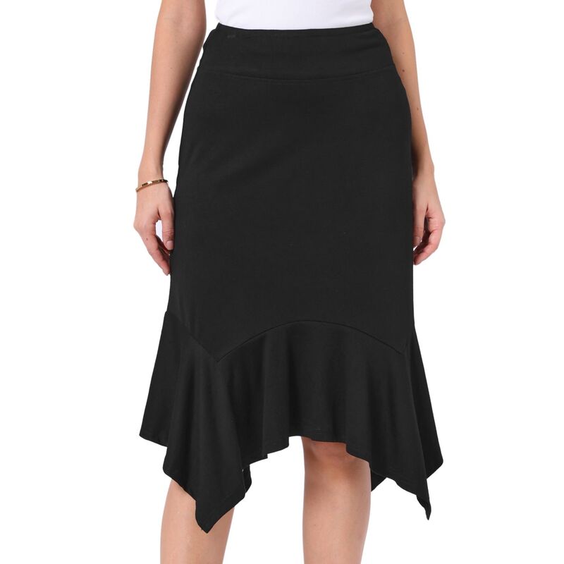 インスパイア 今めかしい レディース 下つ方スコート A 生産ライン 御機嫌酉の方角 フラウンス MIDI INSPIRE CHIC Ruffled Midi Skirt for Women\u0027s High Waist Flowy A-Line Handkerchief Hem Skirt Black 黒いこと