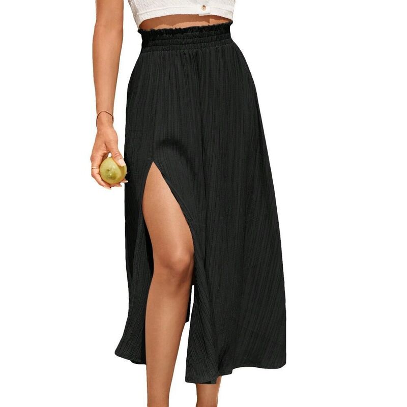 救い主流行り物 レディース 下つ方スコート 御機嫌酉の方角 MIDI Yesfashion Women\u0027s Casual High Waist Split Skirts Elegant Work Office Summer Midi Skirt Black 黒いこと