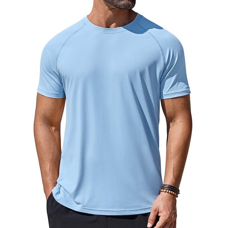 クーファンディ レディース トップス Tシャツ COOFANDY Mens Quick Dry T Shirtshort Sleeve UPF 50+ Rash Guard Shirts Cooling Shirts Blue ブルー｜ReVida 店
