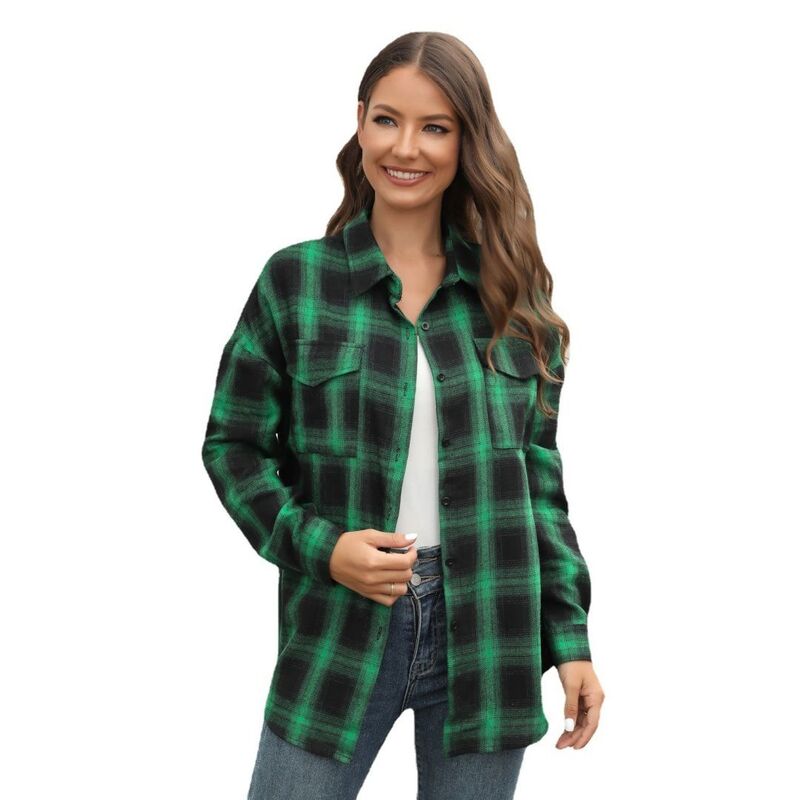 救い主流行り物 レディース トップス プルオーバー 名取り草落ちこむ トップ Yesfashion Women\u0027s Button Down Shirts Plaid Long Sleeve Collared Business Casual Tops Work Blouses Green 緑であること
