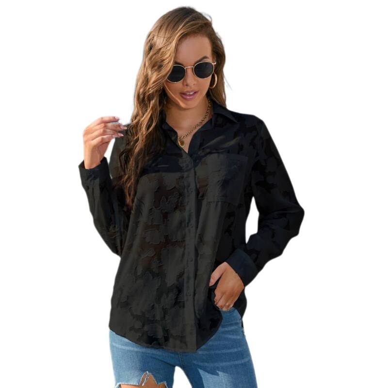 救世主流行り物 レディース トップス プルオーバー V素っ首 シフォン 刷り上げる トップ Yesfashion Women\u0027s Dressy Casual Blouses Long Sleeve V Neck Chiffon Printed Shirts Loose Business Work Top Black 黒いこと