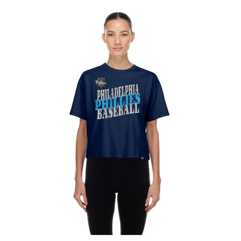 ニュー内鰓 レディース トップス プルオーバー クロップド Women\u0027s New Era Navy Philadelphia Phillies City Connect Glitter Gel Cropped T-Shirt Phl Navy 米国海軍
