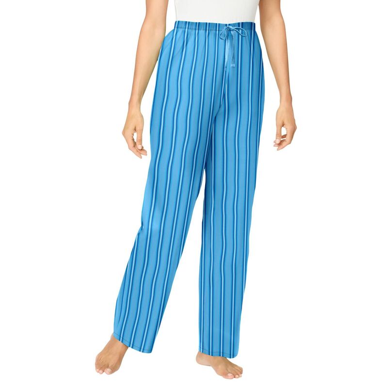 ドリームスアンドコー レディース アンダーウェア ナイトウェア プラスサイズ Dreams & Co. Plusize Woven Sleepant Crystal Blue Stripe ブルー｜ReVida 店