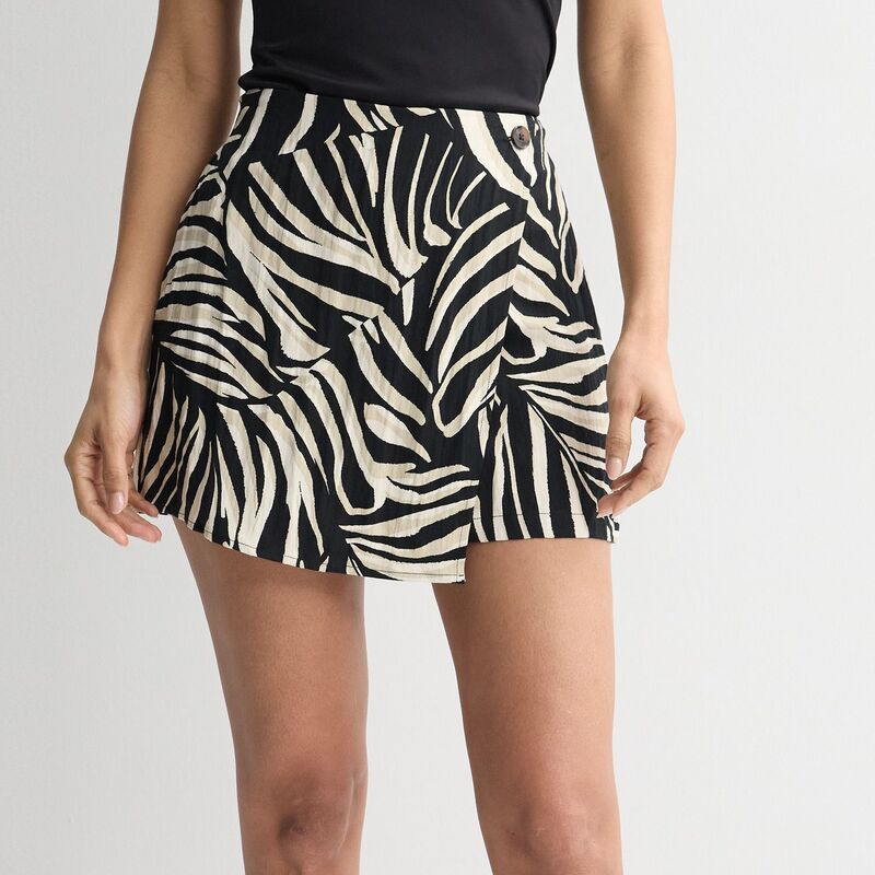ナインウェスト レディース 下つ方スコート Women\u0027s Nine West Wrap Skort Black Botanic Zebra 黒いこと