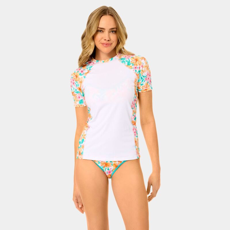 ハーレー レディース 水泳着 いの一番のみ Juniors\u0027 Hurley Short Sleeve Swim Rash Guard Top Tropic Punch
