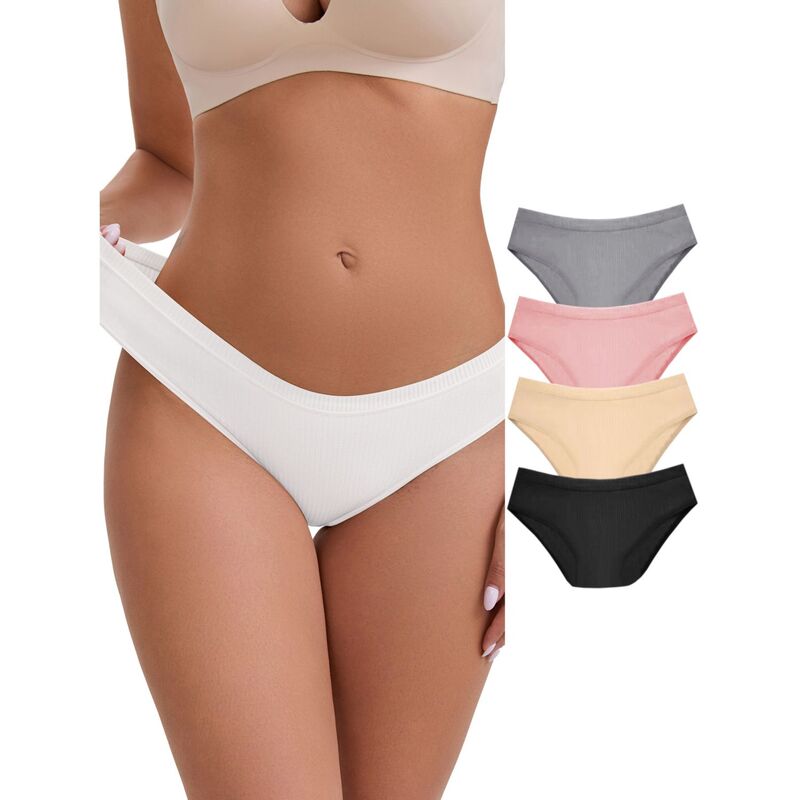 インスパイア シック レディース アンダーウェア パンツ コットン INSPIRE CHIC Women's Low-Waisted Hip Lifting Underwear Thread Cotton Comfortable Basic Briefs 5 Packs Greywhiteblackpinkasst｜ReVida 店 7,686円