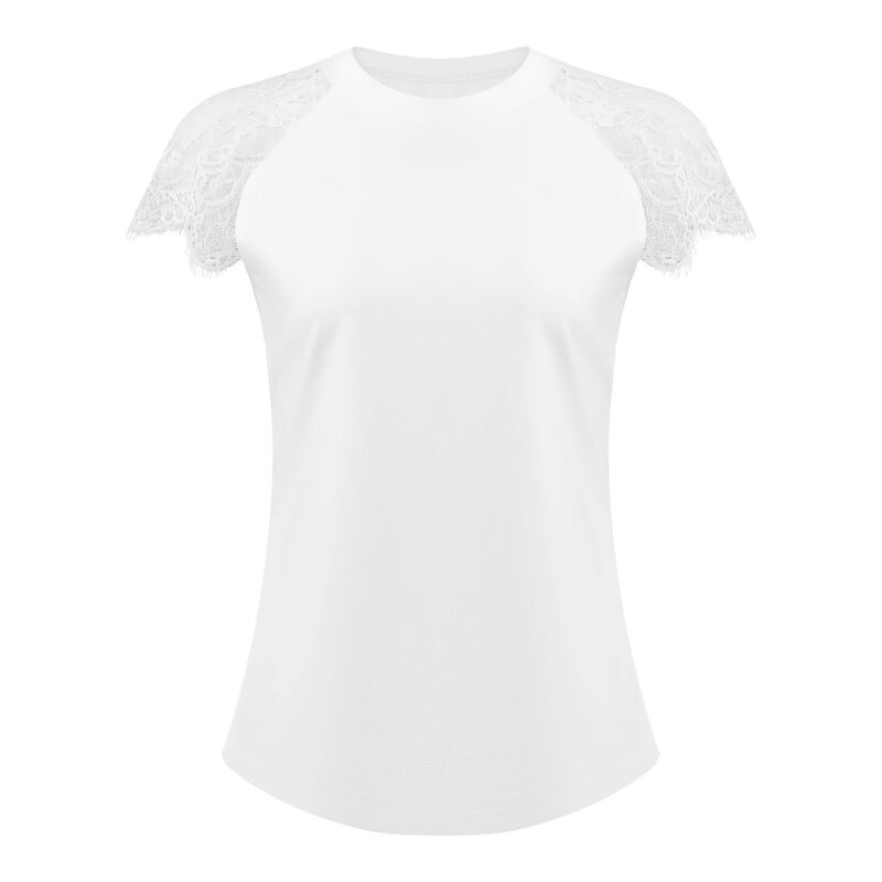 インスパイア 今めかしい レディース トップス プルオーバー トップ スピード競技 INSPIRE CHIC Women\u0027s Lace Short Sleeve Tops Casual Summer Blouse Tee Shirt White 白いこと