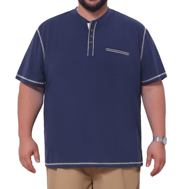 インスパイア シック レディース トップス Tシャツ ボタンダウン トール コントラスト ダウン INSPIRE CHIC Men's Big and Tall Contrastrim T-Shirt Chest Pocket Button Down Short Sleeve Shirts Dark Blue ブルー|ReVida 店