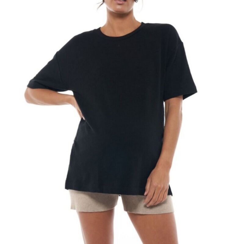 救世主流行り物 レディース トップス プルオーバー 労働者の一団素っ首 トップ マタニティ Yesfashion Womens Maternity Shirtshort Sleeve Pregnancy Tops Blousesplit Side Casual Crewneck Pregnantee Black 黒いこと