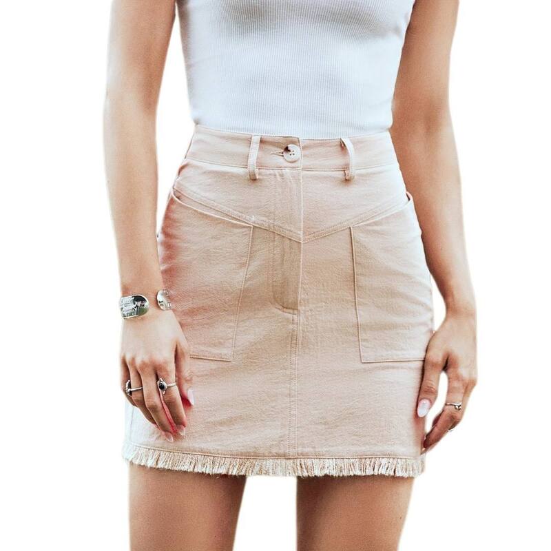 救い主流行り物 レディース 下つ方スコート ミニ Yesfashion Women\u0027summer Mini Skirts with Pockets High Waisted Tassel Skirt Khaki カーキ