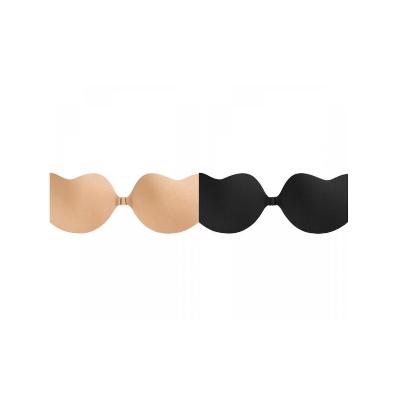 インスパイア シック レディース アンダーウェア ブラジャー 背中開き ストラップレス INSPIRE CHIC 2 Packs Women'strapless Push Up Nipple Covers Invisible Backless Reusable Adhesive Clasp Bras Black Beige ブラック｜ReVida 店 8,345円